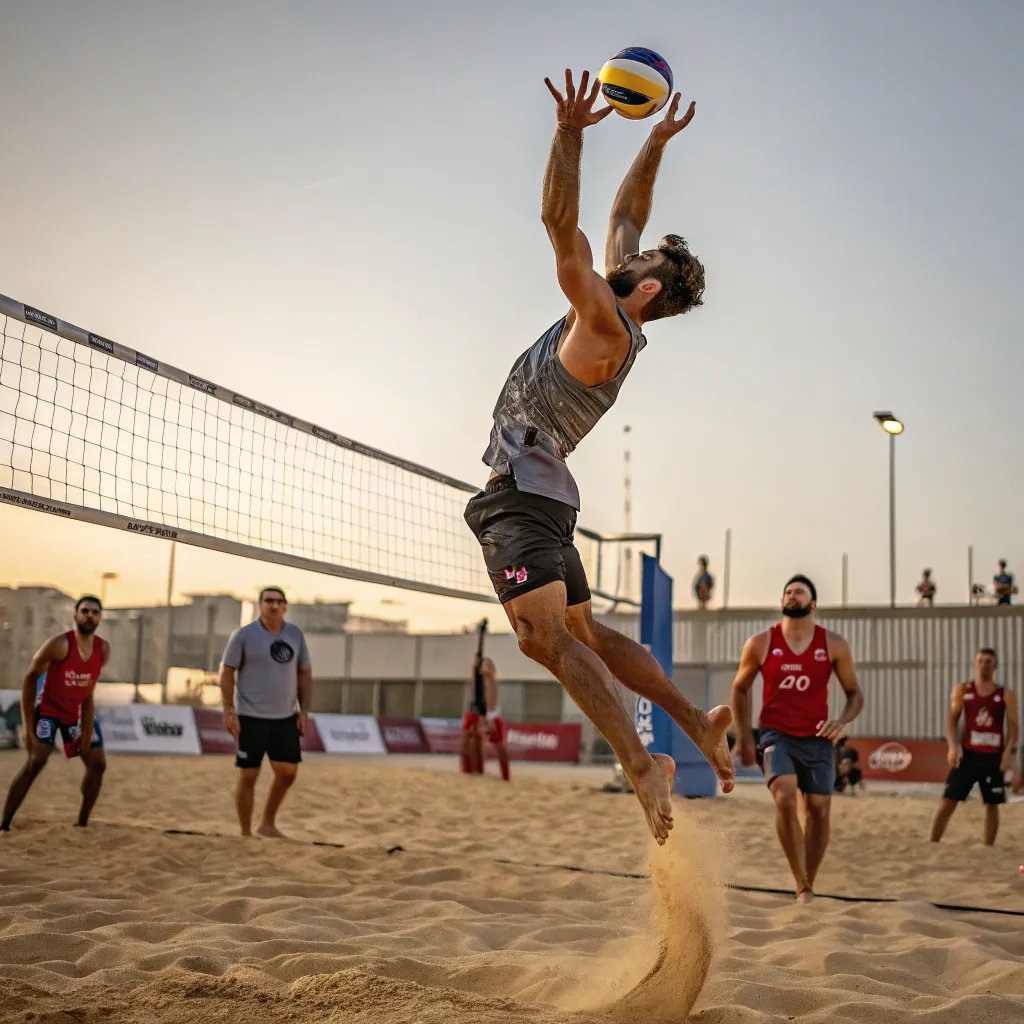 Michael Smith spiking the volleyball